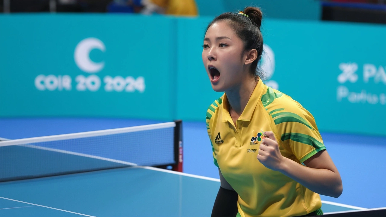 Bruna Takahashi Cai na Competição Individual de Tênis de Mesa nas Olimpíadas de Paris 2024